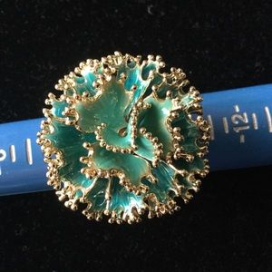Green & gold  adjustable ring